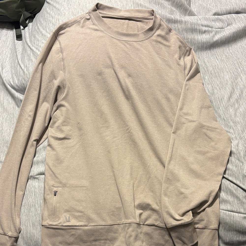 Men's Crewneck Long-Sleeve Shirt in Beige